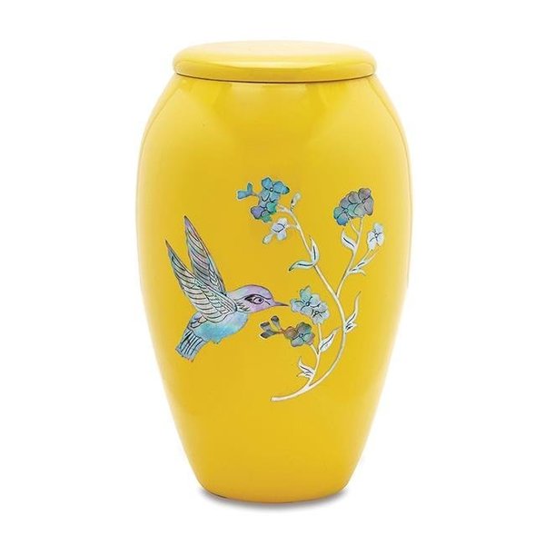 Urnsdirect2U Urnsdirect2u 7710-10 Hummingbird Adult Cremation Urn; Yellow 7710-10